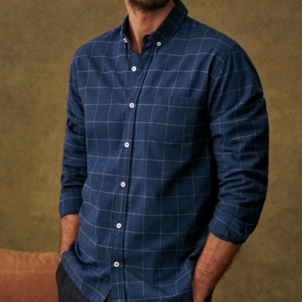 Octobre "Charlie" Flannel Button Down - Large - Navy Checks